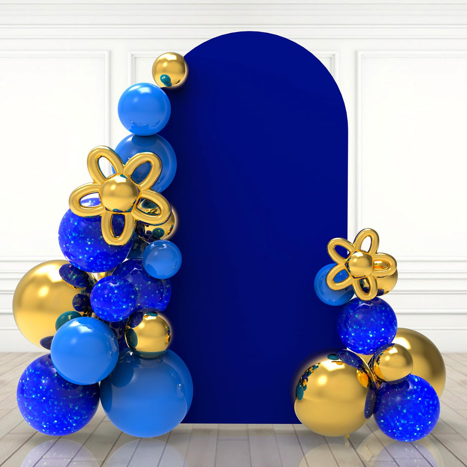 Babenest 7.2ft royal blue arch cover on an arch creates a clean photography backdrop.