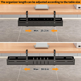 Babosas tray extended to show expandable 25.2 to 38.6 inch length flexibility benefit
