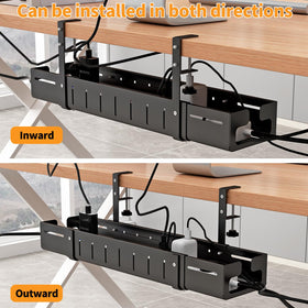 Babosas tray interior holding power strip and adapters for organized cable storage benefit