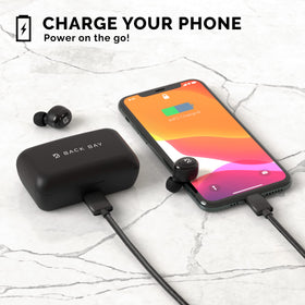 Back Bay Audio case charging a phone illustrating emergency power capability