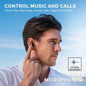 Back Bay Audio earbuds used by runner showing sweatproof confidence outdoors