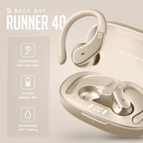 Back Bay Audio earbud worn during run showing secure fit and sweat-ready design