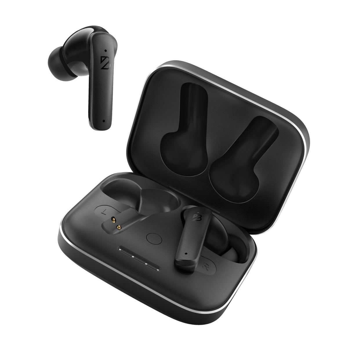 Back Bay Audio earbuds pairing with iPhone for instant wireless connection.