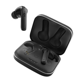 Back Bay Audio earbuds pairing with iPhone for instant wireless connection.