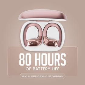 Back Bay Audio earbuds worn by female runner outdoors, conveys sweat-resistant workout reliability