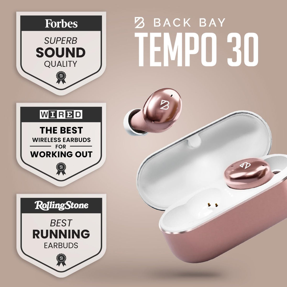 Back Bay Audio six ear-tip sizes lined up, offers customizable fit for small ear canals