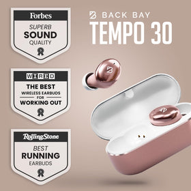 Back Bay Audio six ear-tip sizes lined up, offers customizable fit for small ear canals