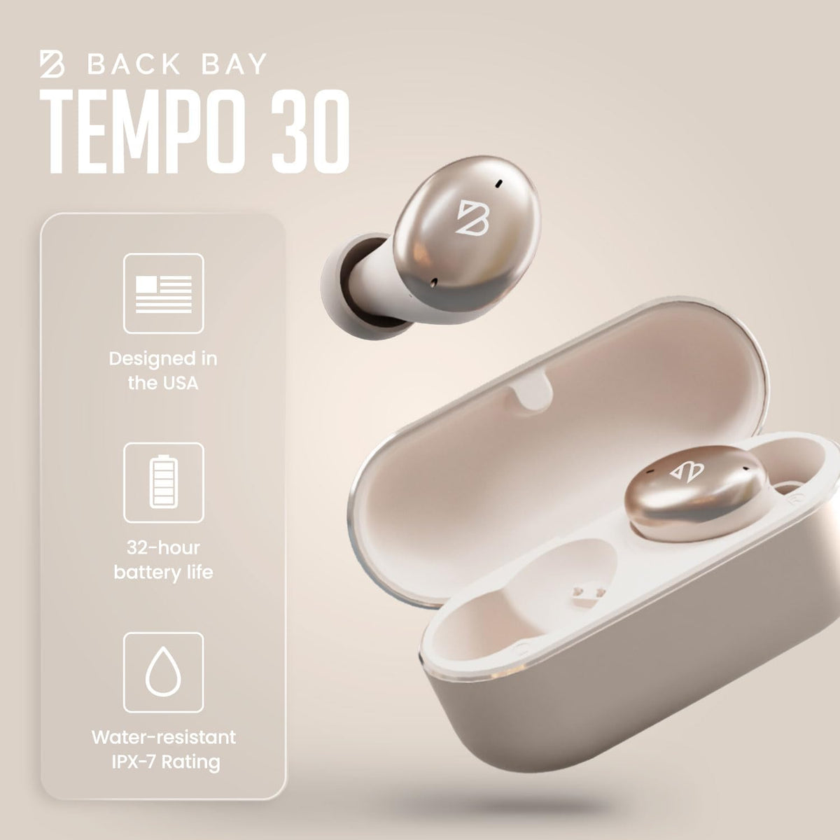 Back Bay Audio Tempo 30 tip size selection with six tips for perfect fit