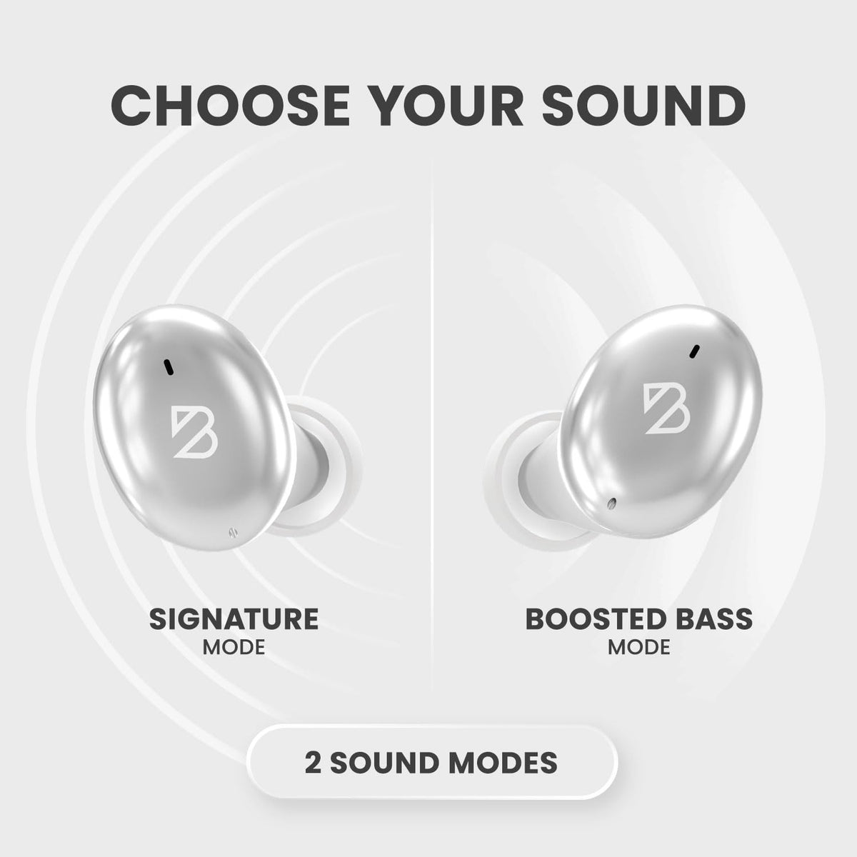 Back Bay Audio earbuds splashing water, conveys IPX7 sweat and rain protection