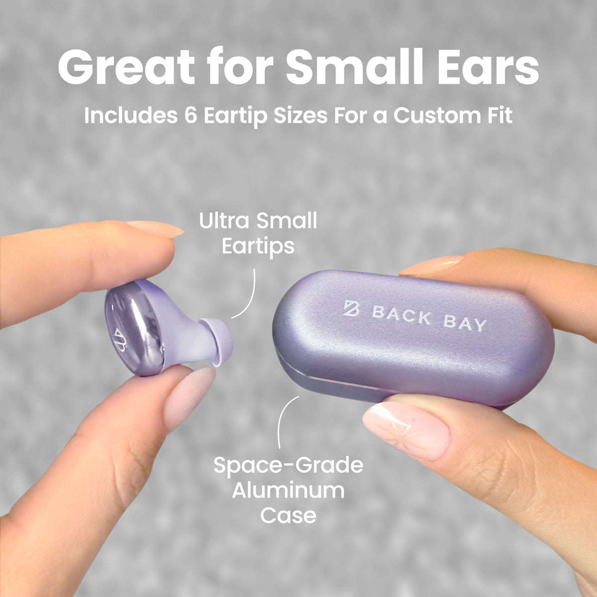 Back Bay Audio close-up of Tempo 30 earbud texture and durable build