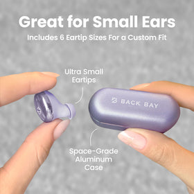 Back Bay Audio close-up of Tempo 30 earbud texture and durable build