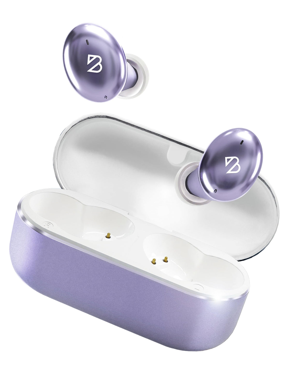 Back Bay Audio front packaging showing lavender earbuds and benefits