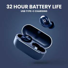 Back Bay Audio earbuds next to coin demonstrating compact size