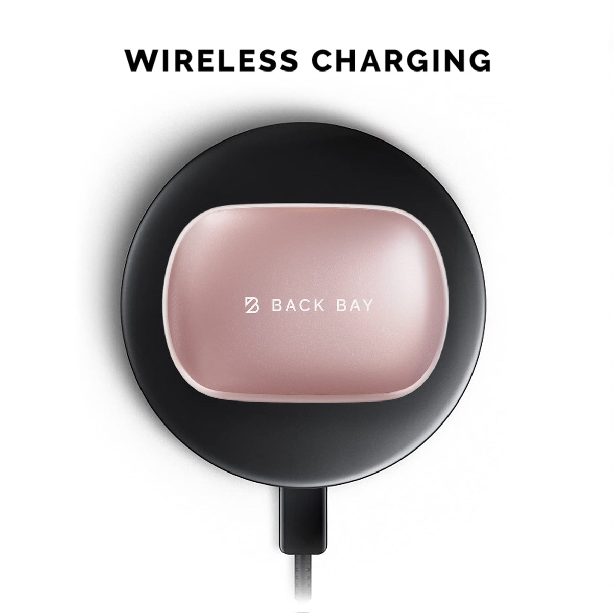 Back Bay Audio earbuds and case in travel bag, conveys ready-for-travel battery longevity