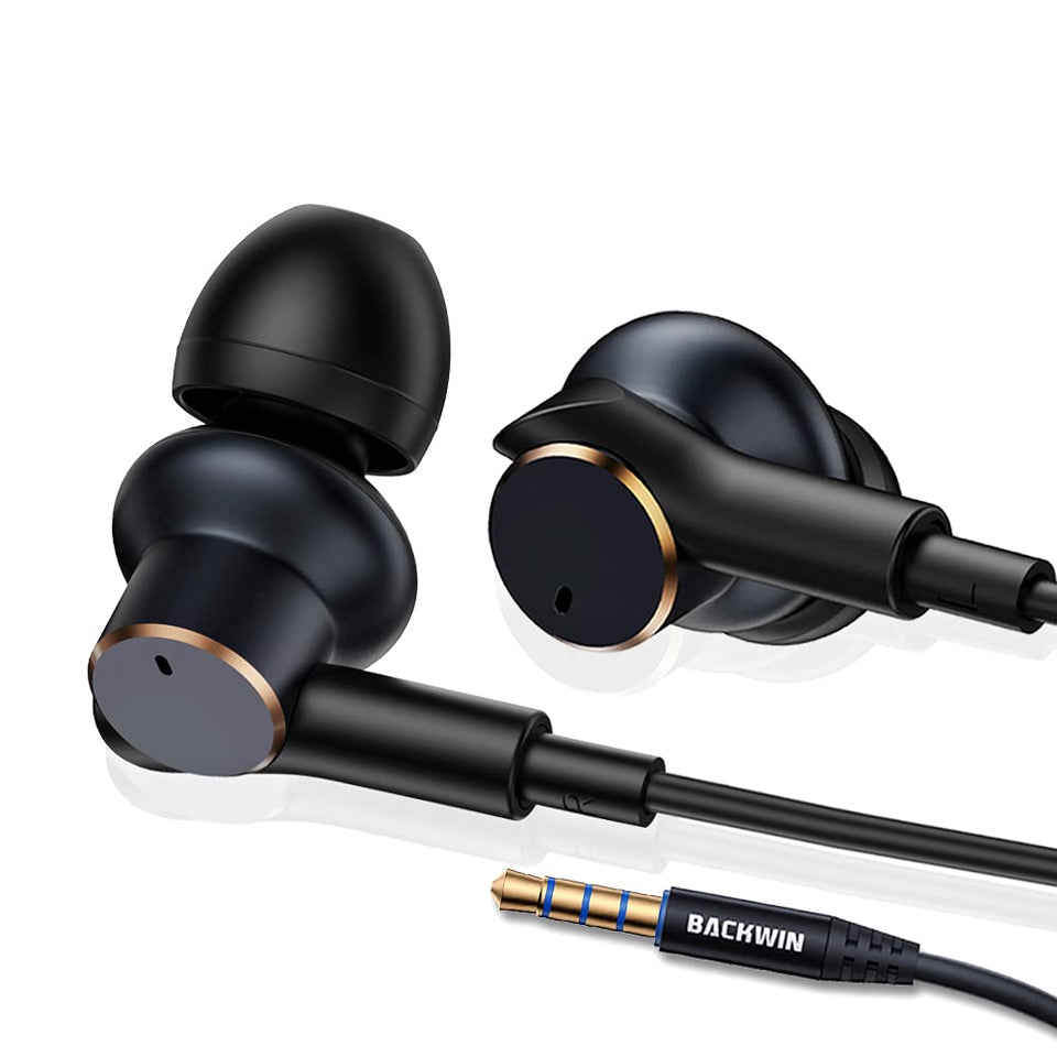 BACKWIN four-speaker wired headphones deliver immersive bass and crisp highs.