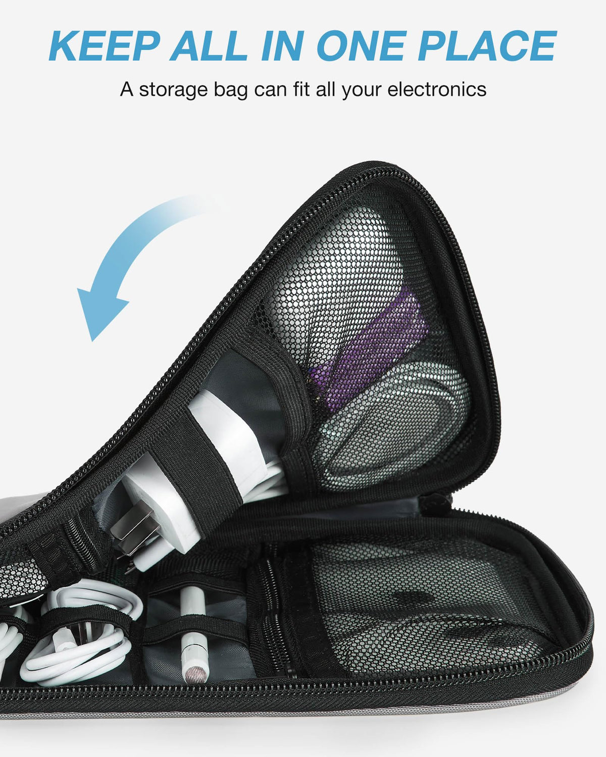 BAGSMART grey organizer double-zippers enabling easy access on the go