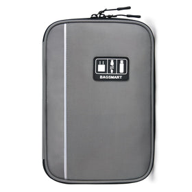BAGSMART large electronics travel organizer grey front view for travel-ready storage