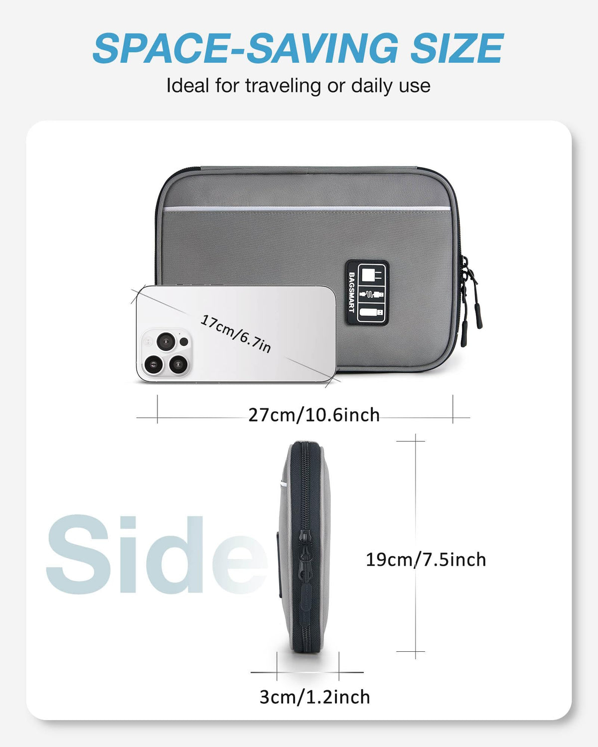BAGSMART grey organizer SD card slots keeping memory cards organized