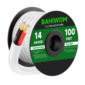 BAHIWOM 14 GA speaker wire white outer jacket shows durable protective layer and clean finish