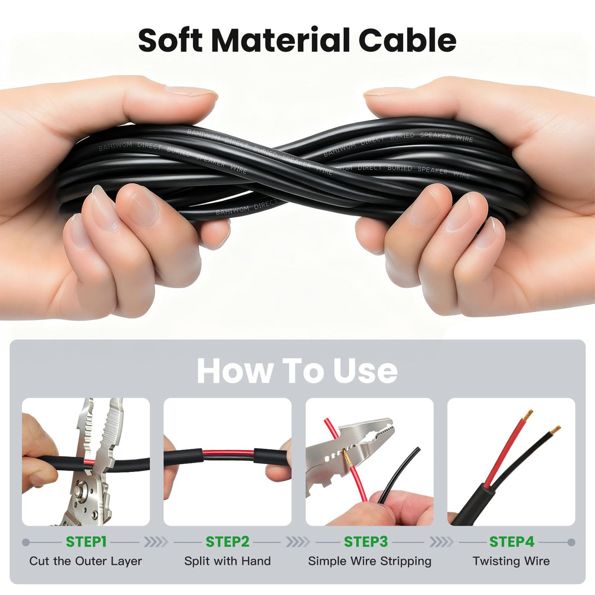 BAHIWOM cable terminated to banana plug demonstrating secure connection reliability