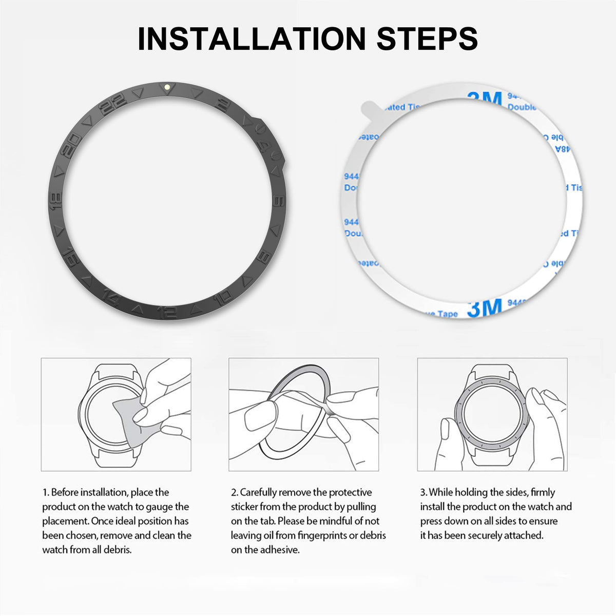 BAIHUIAM bezel ring adhesive back enables easy attachment on Fenix 7X.