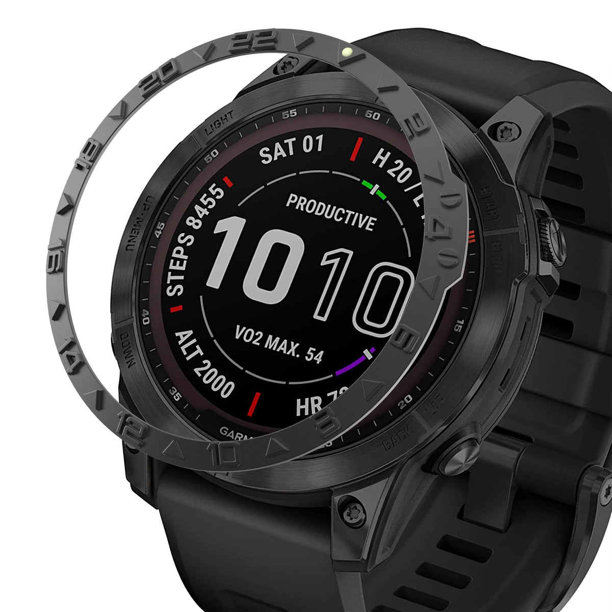 BAIHUIAM bezel ring on Garmin Fenix 7X adds style and protection.