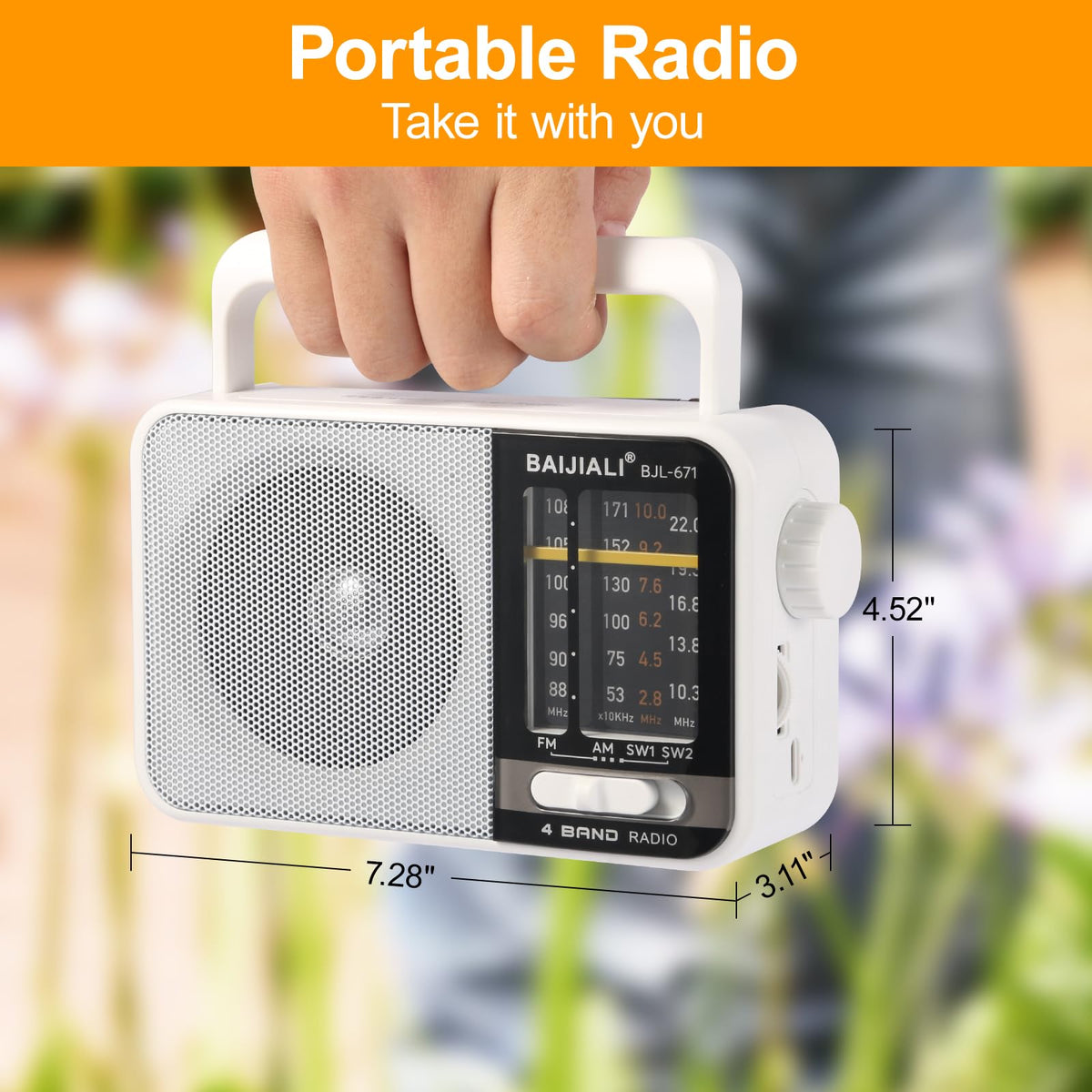 BAIJIALI portable radio dial and extended antenna optimizing signal