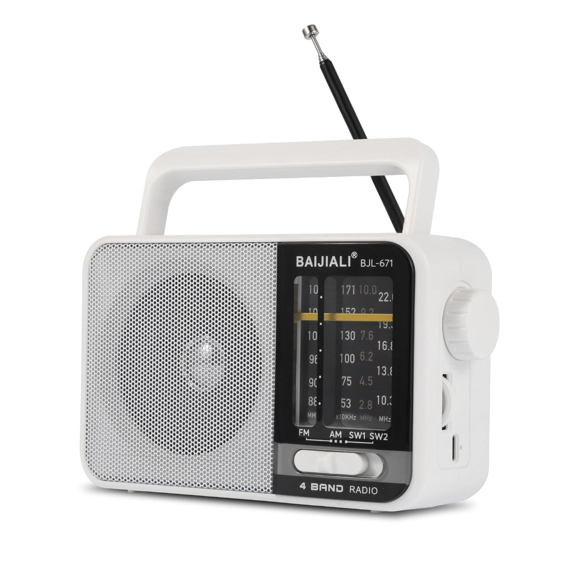 BAIJIALI AM FM SW portable radio front view for home listening