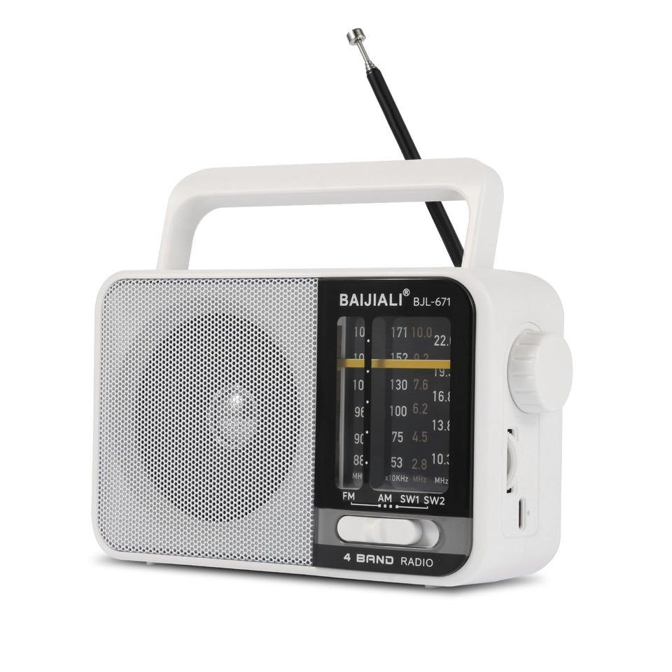 BAIJIALI AM FM SW portable radio front view for home listening