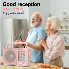 BAIJIALI BJL-671 pink pocket-size radio fits in bags and backpacks.