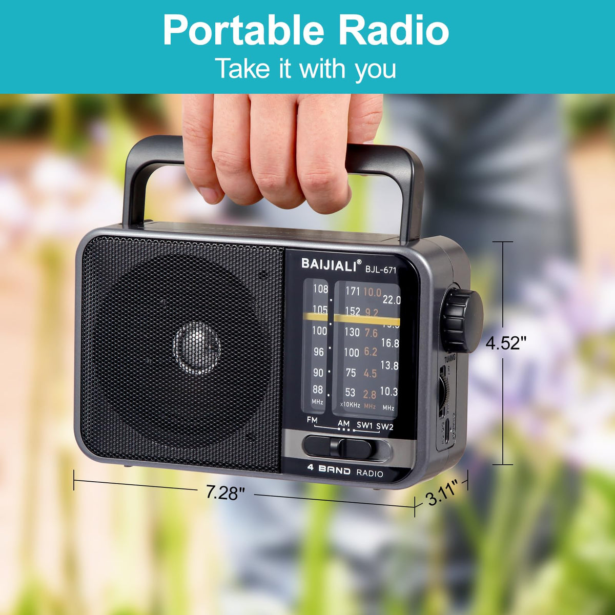 BAIJIALI BJL-671 USB charging port for reliable power on trips.
