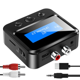 BAISHUN Bluetooth transmitter receiver connected to TV for wireless audio streaming.