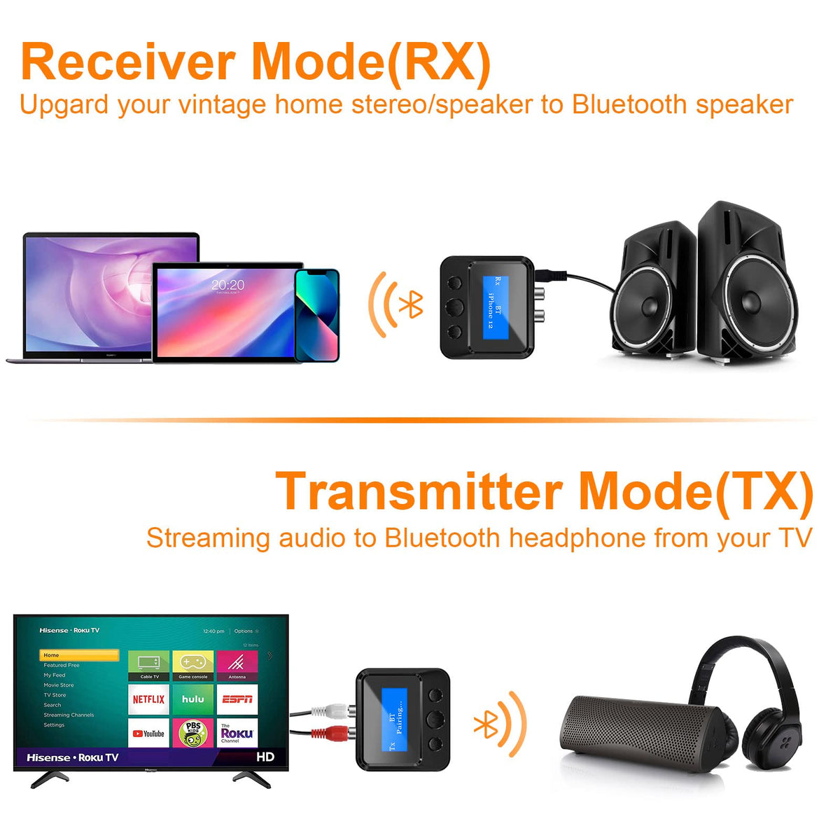 BAISHUN display audio adapter clearly shows pairing status for easy setup.