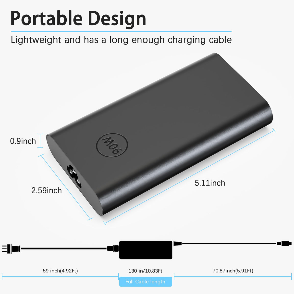 BAJ 90W USB-C charger with AC power cord, complete set for home or office.