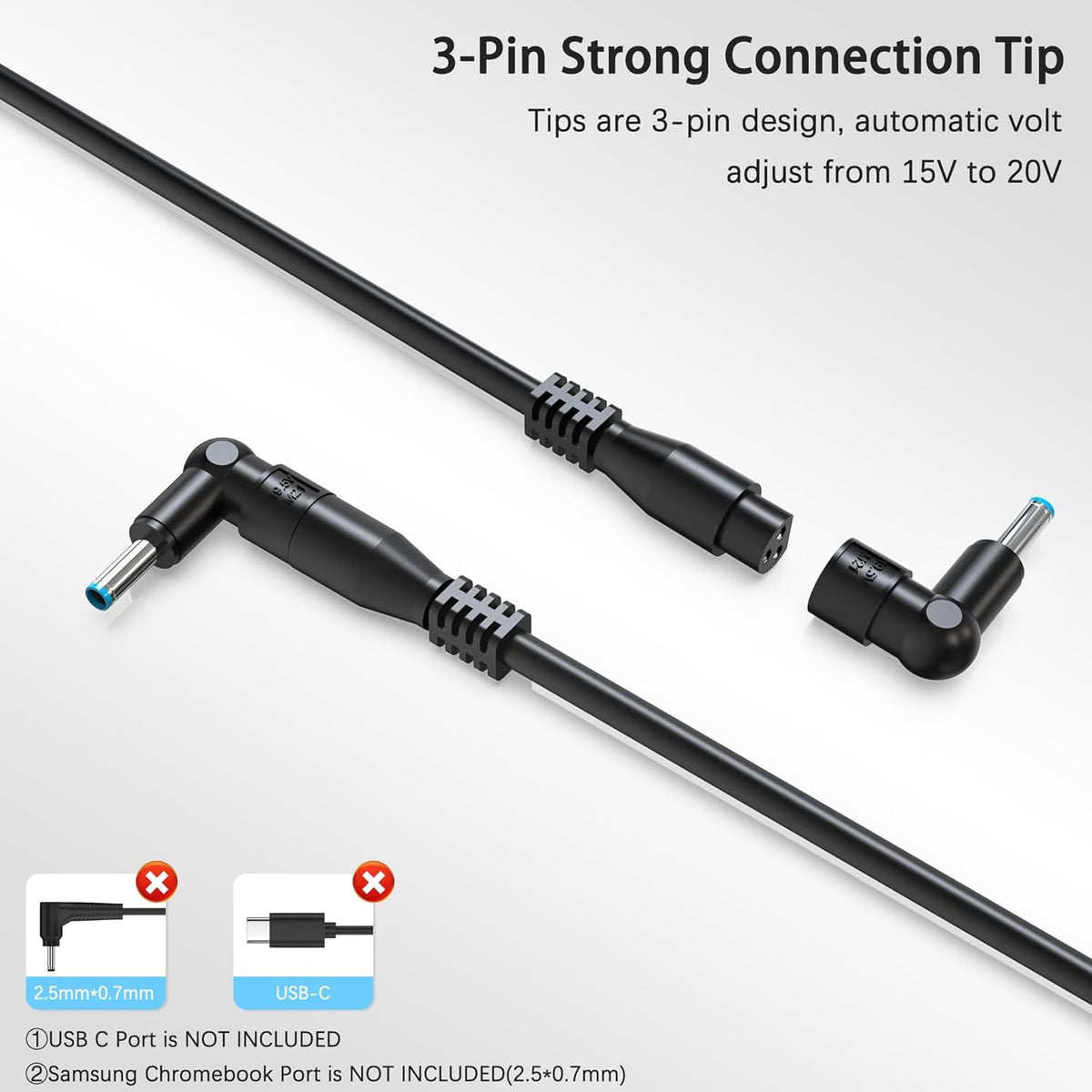 BAJ adapter with long AC cord laid out for flexible outlet placement