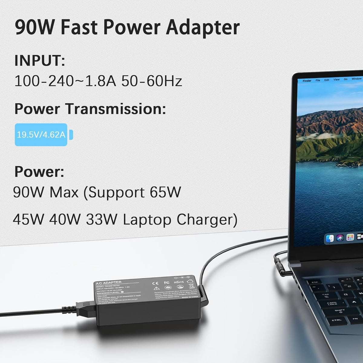BAJ adapter plugged into laptop demonstrating stable power delivery