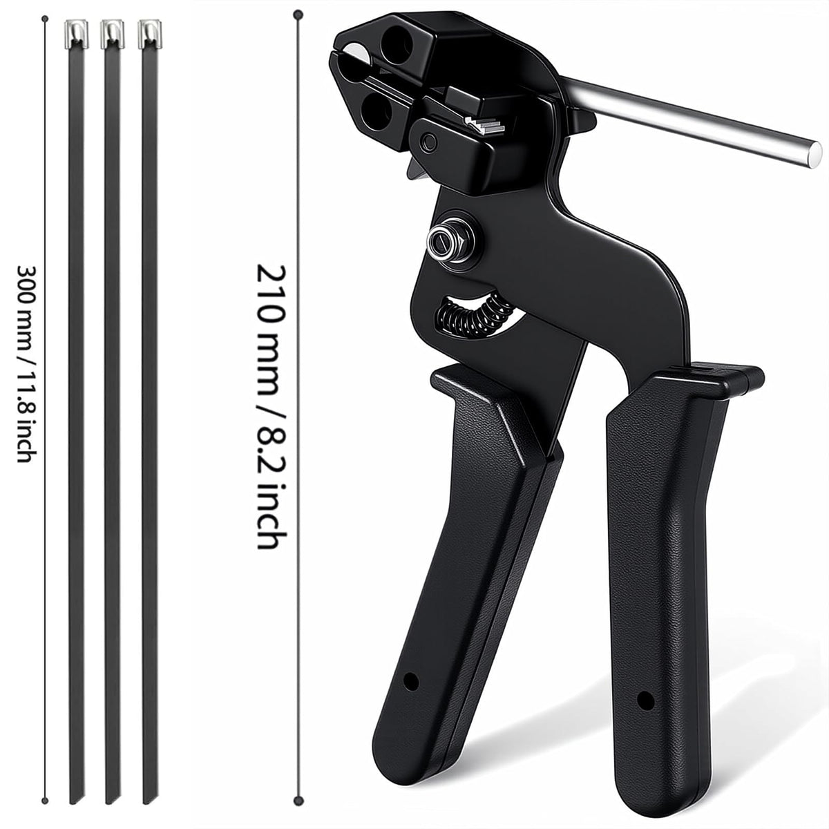 Balabulala tie gun close-up highlighting hardened cutter and control