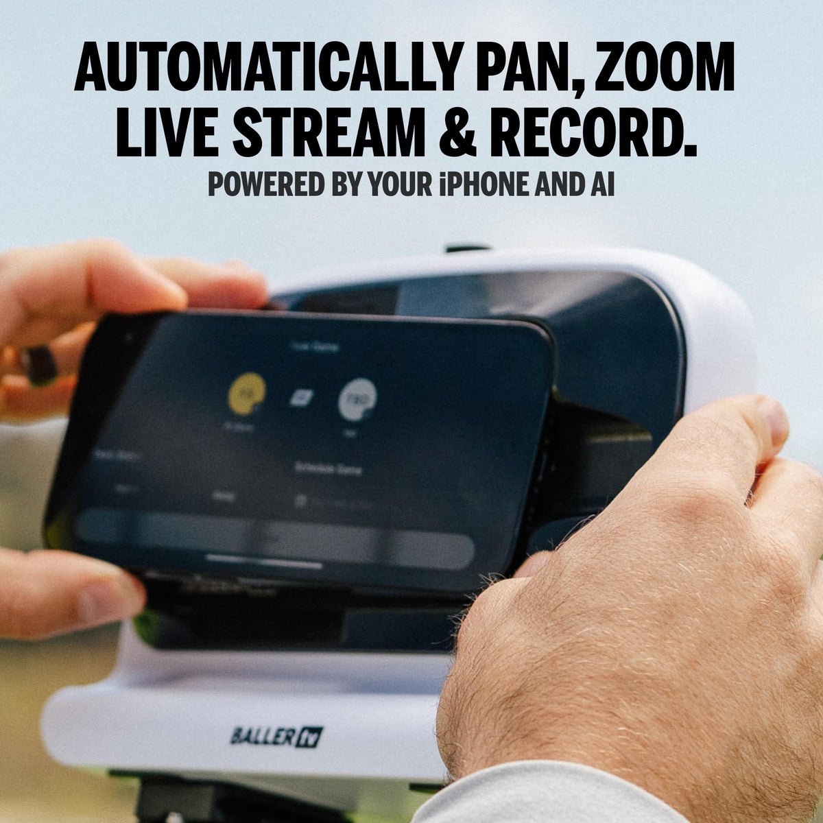 Ballercam 180-degree full-field view capturing the entire court context.