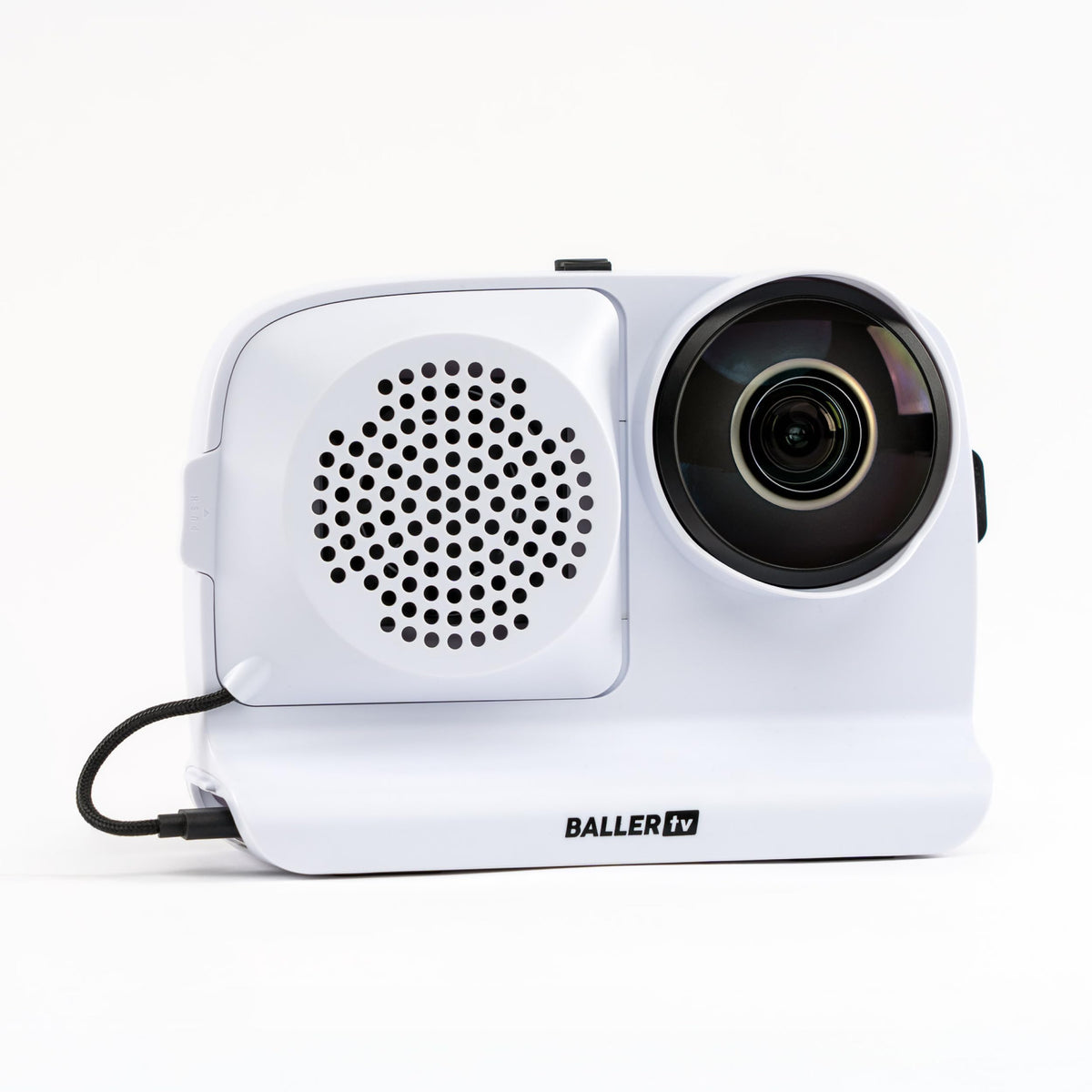 Ballercam AI auto-tracking on court follows the ball for basketball highlights.