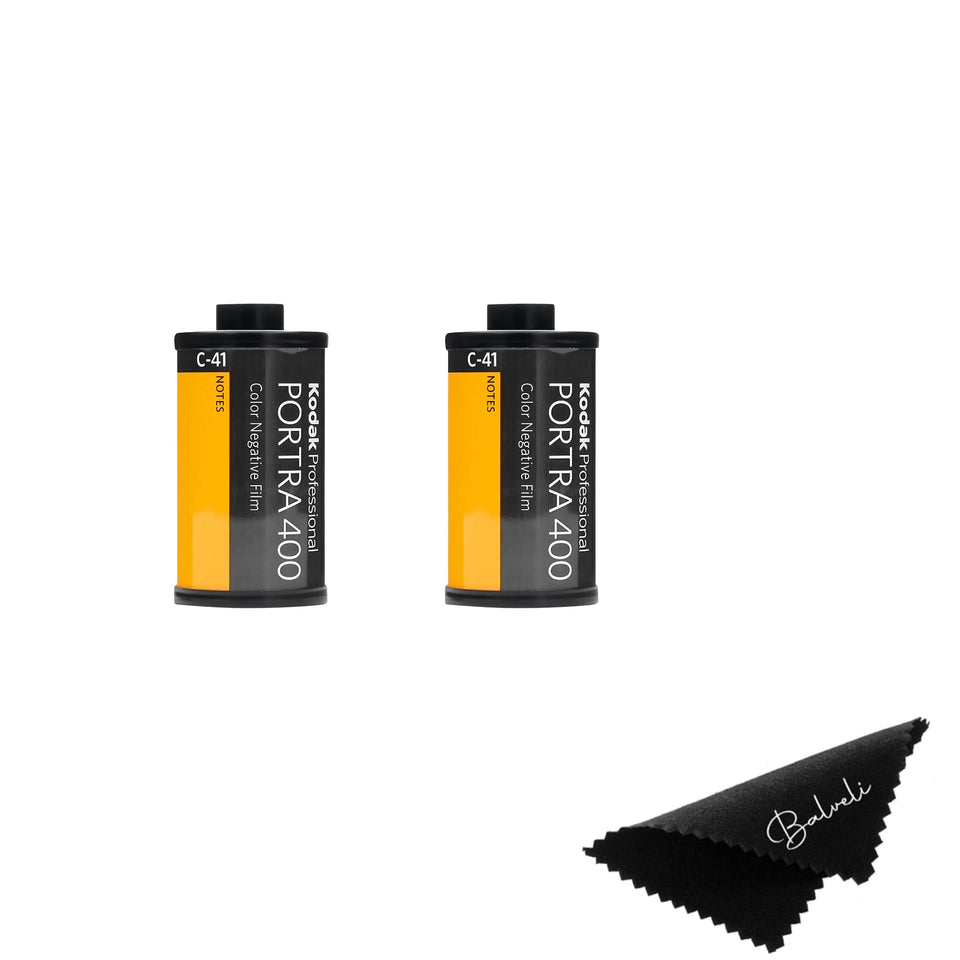 Balveli Kodak Portra 400 film 2-pack for 35mm cameras, with premium microfiber cloth, for vibrant color