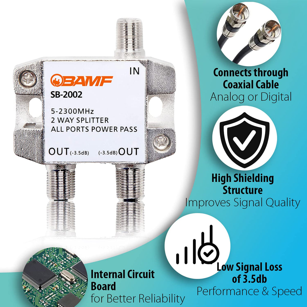 BAMF label with frequency range visible to confirm 5–2300 MHz support