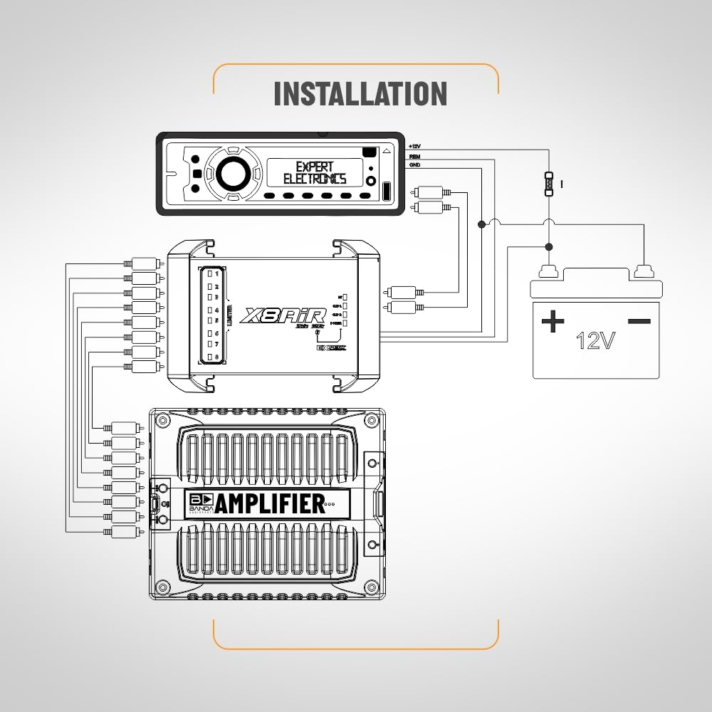 Eight-channel output layout supports balanced multi-driver systems.