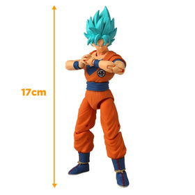 BANDAI Super Saiyan Blue Goku mid-action pose highlighting articulation benefits