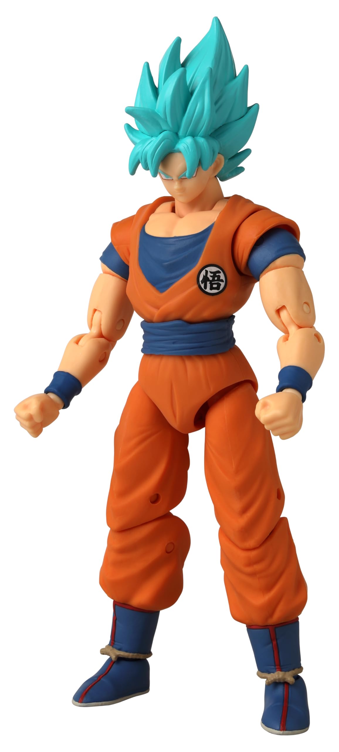 BANDAI Super Saiyan Blue Goku front view showing anime-accurate poseability