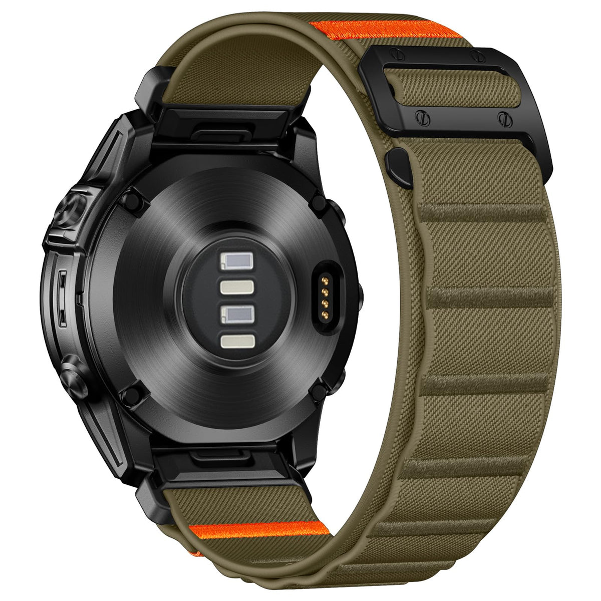 Bandletic front view showing band and quick‑fit lugs, clear compatibility benefit