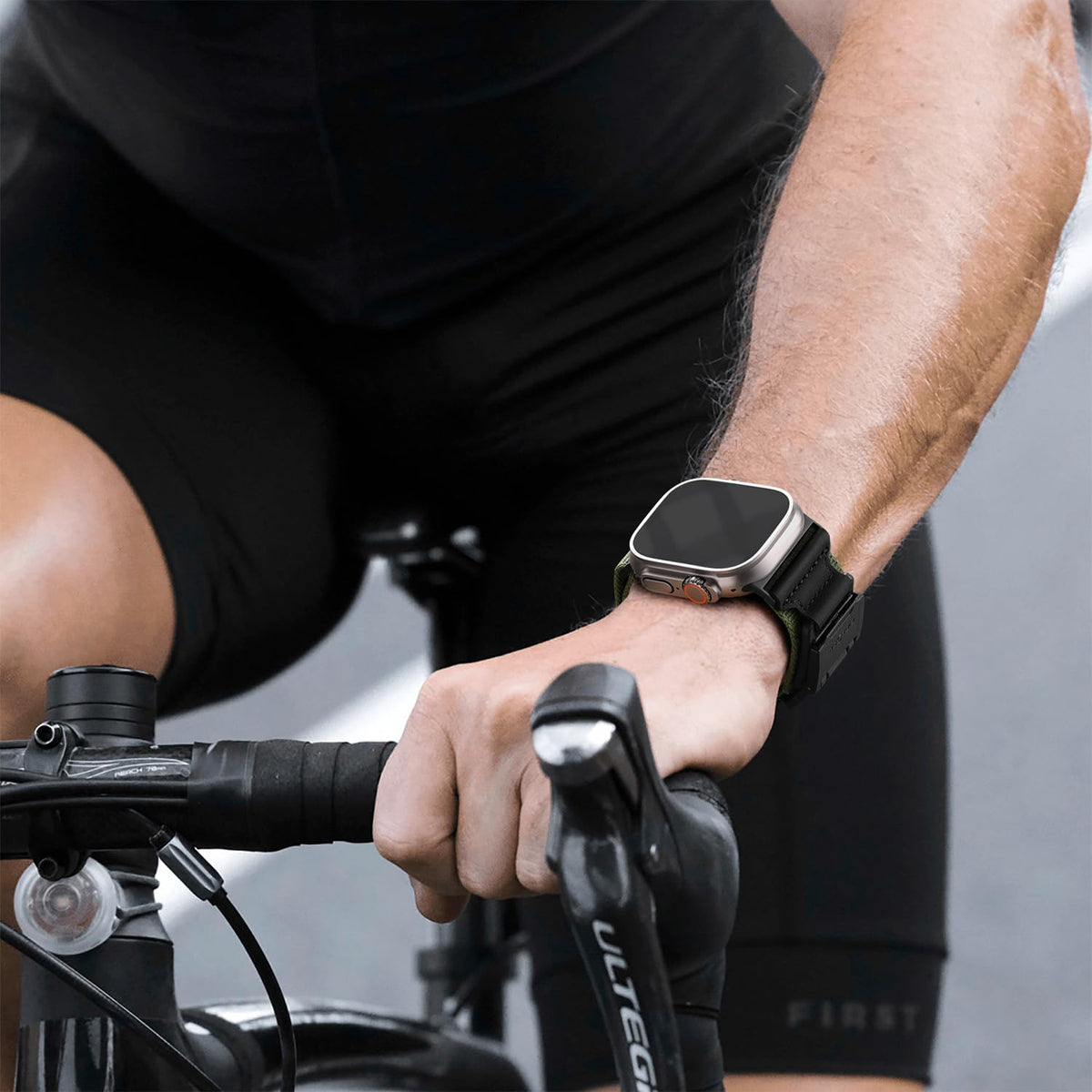 Bandletic being used while running to show stability and sweat resistance