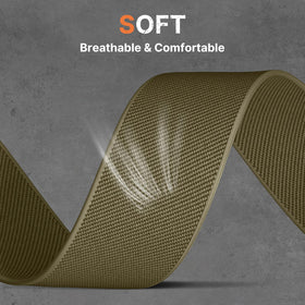 Bandletic closeup of nylon texture and double stitching, durable comfort benefit