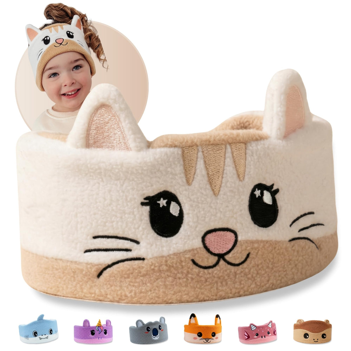 Bandou front profile headband showing soft fabric and snug fit for comfort
