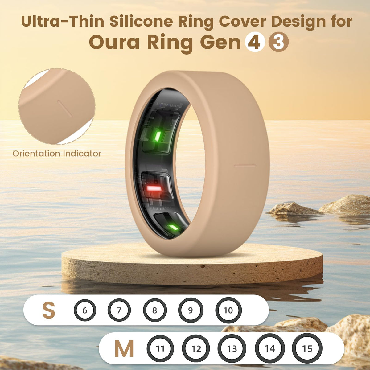 BandRain ring cover charging with Oura Ring on charger, no removal needed