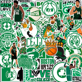 BandWorks Celtics sticker pack cover with bold hoops artwork for laptops and water bottles.